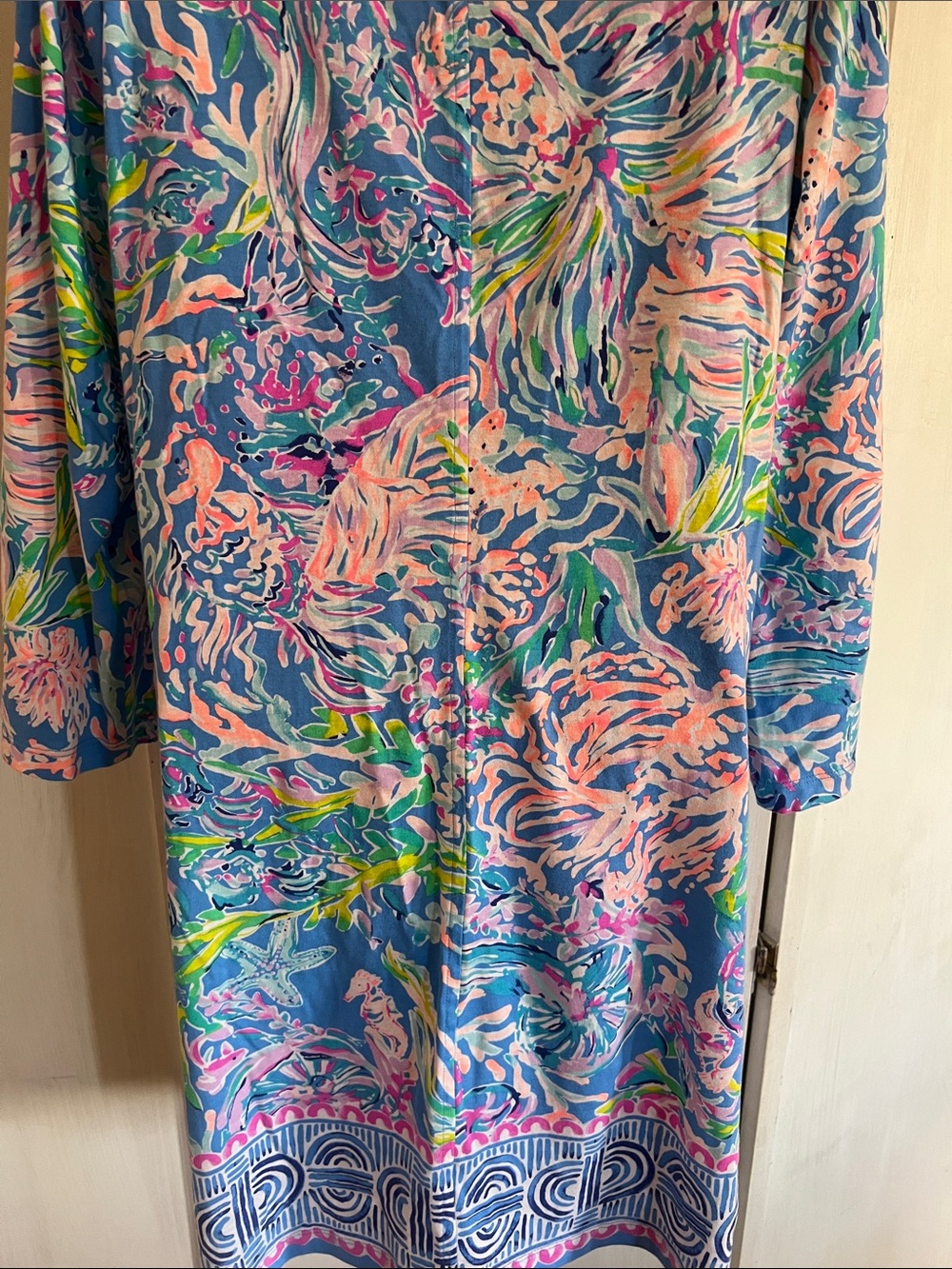 Lilly Pulitzer NWOT Women's Blue Floral Scoop-Neck Dress sz L - Picture 4 of 6
